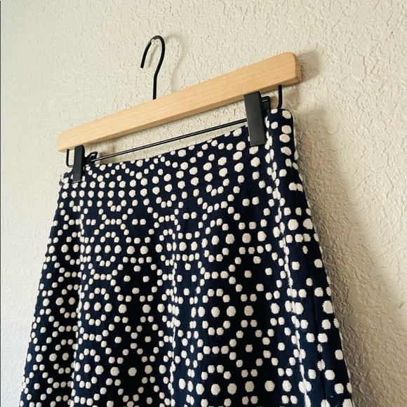 Boden a line navy and white polkadot textured skirt. Free shipping - Picture 3 of 8
